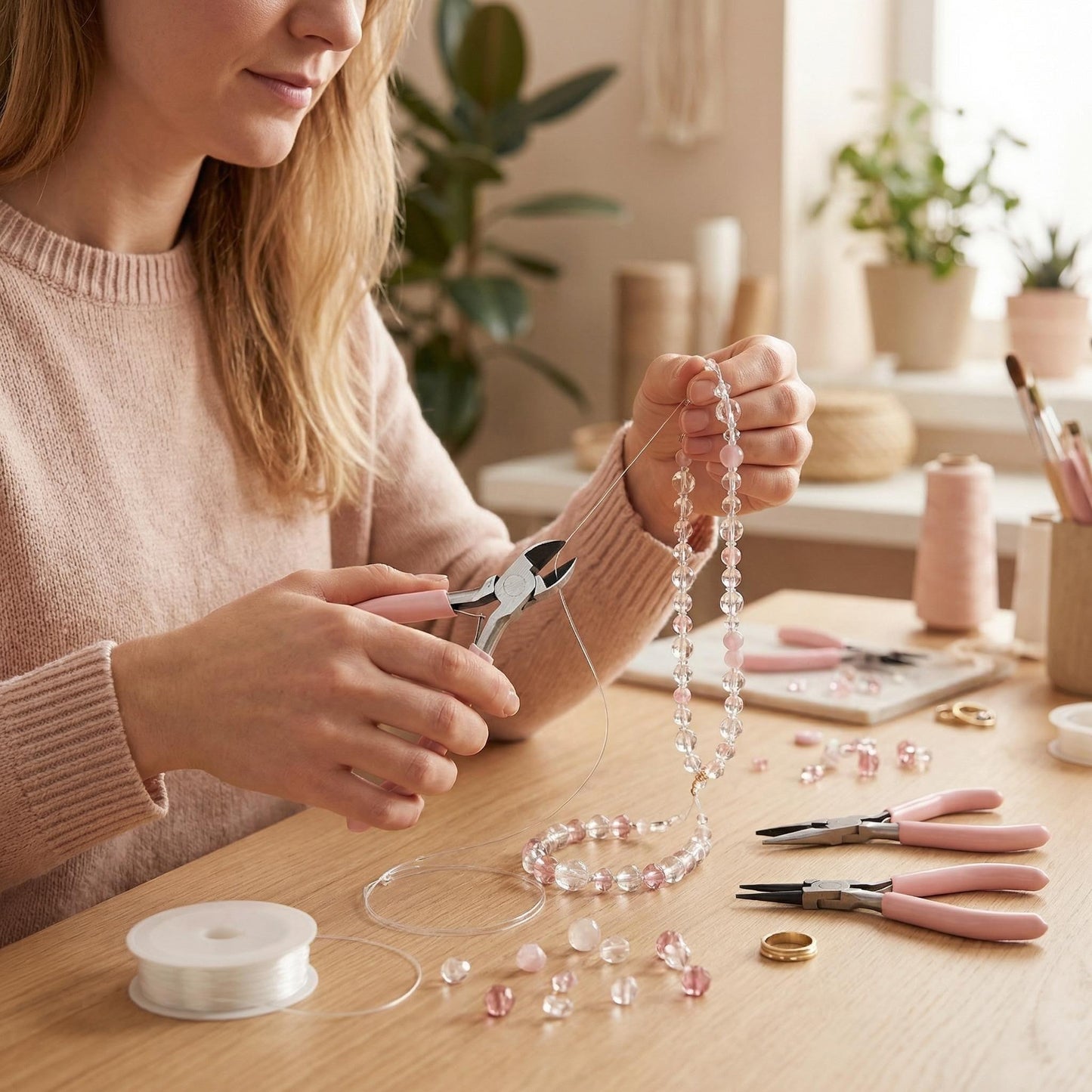 Pink Jewelry Pliers Set (4-Piece) — DIY Beading Tool Kit