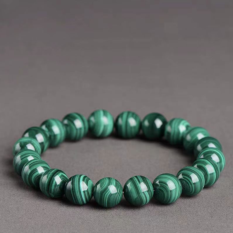 Natural Malachite Beaded Bracelet | Healing Crystal Jewelry for Heart Chakra