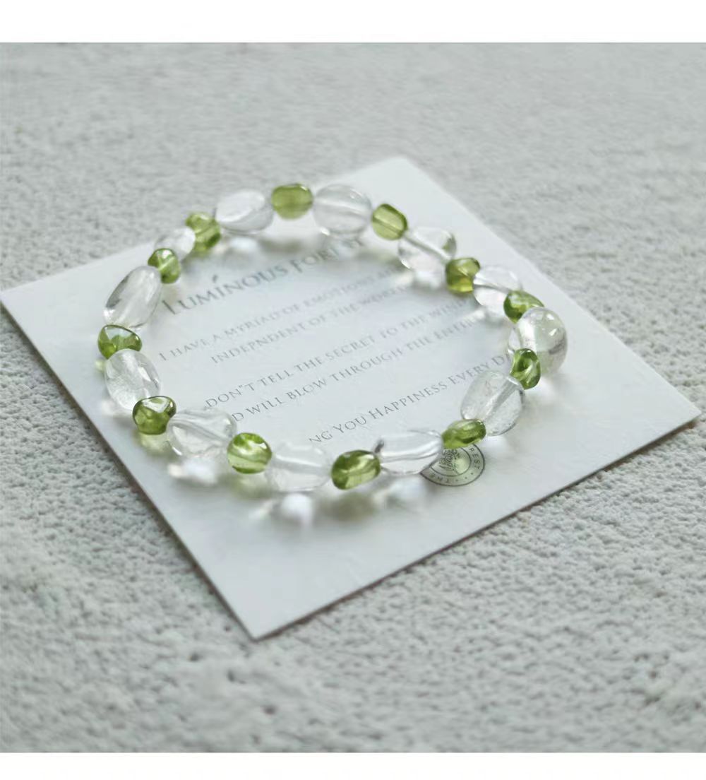 Peridot & Clear Quartz Bracelet – Clarity, Abundance & Light Energy