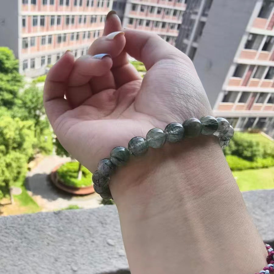Natural Green Rutilated Quartz Bracelet
