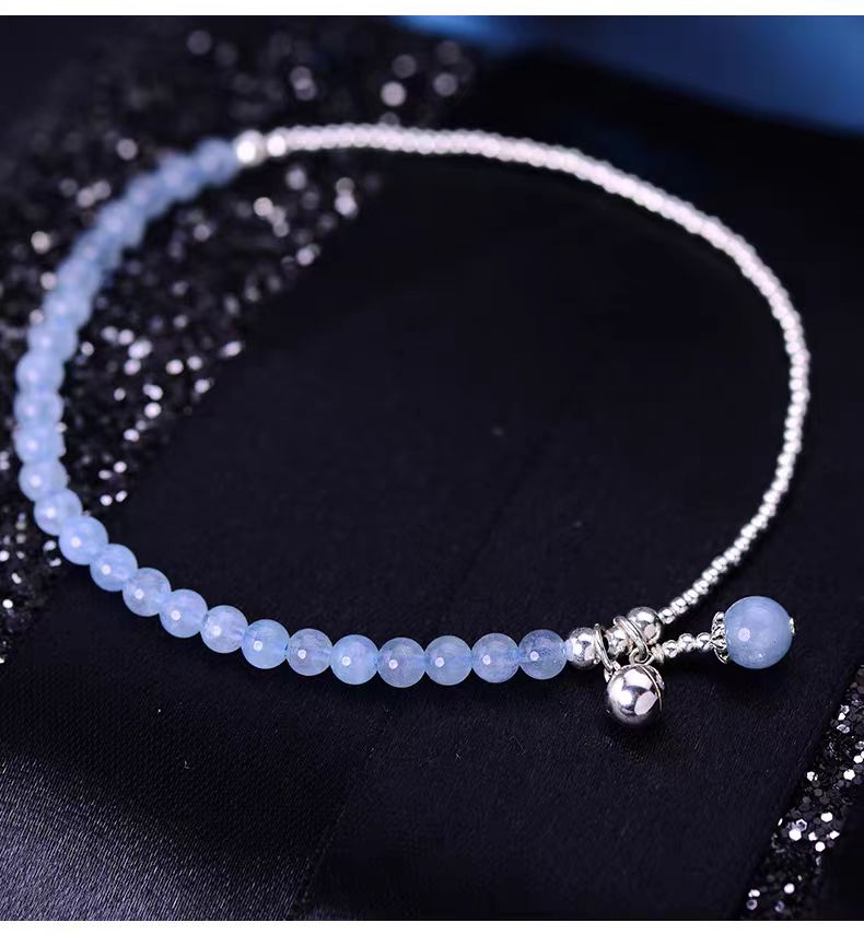 Serene Whisper — Blue Chalcedony & Silver Bead Healing Bracelet
