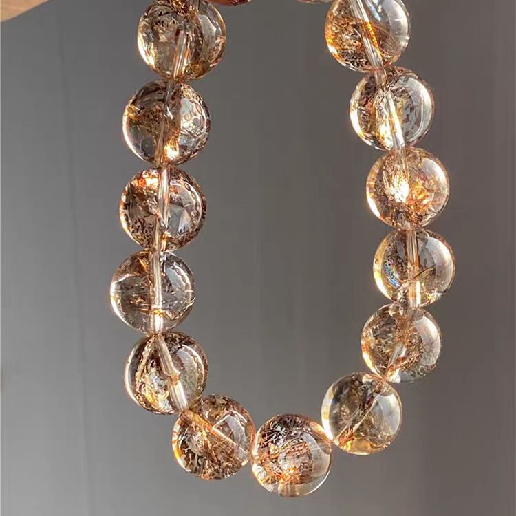 Golden Foil Rutilated Quartz Healing Bracelet – Abundance & Radiance