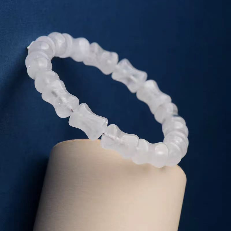 White Phantom Quartz Bamboo Bead Bracelet – Clarity & Inner Guidance