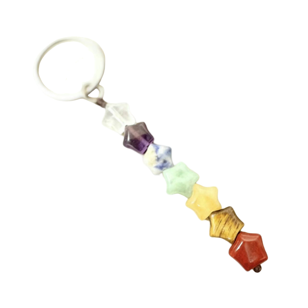 Keychain with colorful beads on a white background