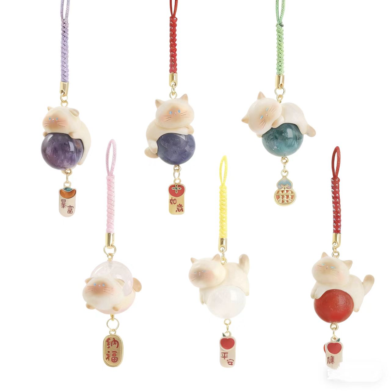 Lucky Cat Crystal Charm – Cute Handcrafted Zodiac Gemstone Pendant 🐱🔮