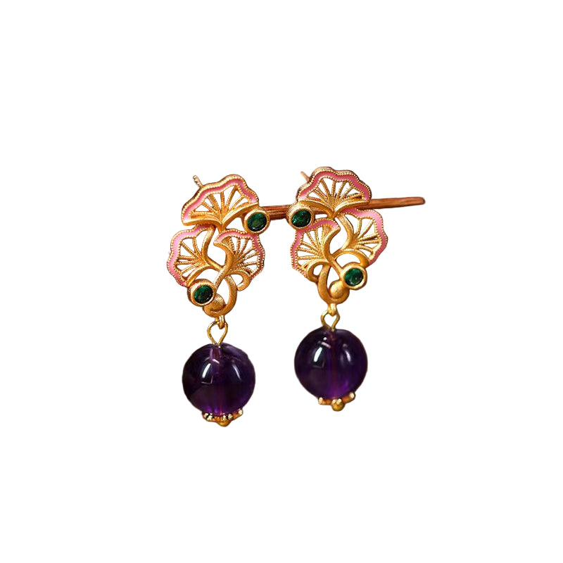 Royal Lotus Amethyst Earrings · Crystal Healing Drop Studs