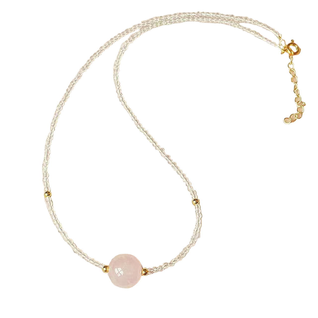 Rose Quartz Healing Necklace – Heart Chakra Crystal Energy 🌸