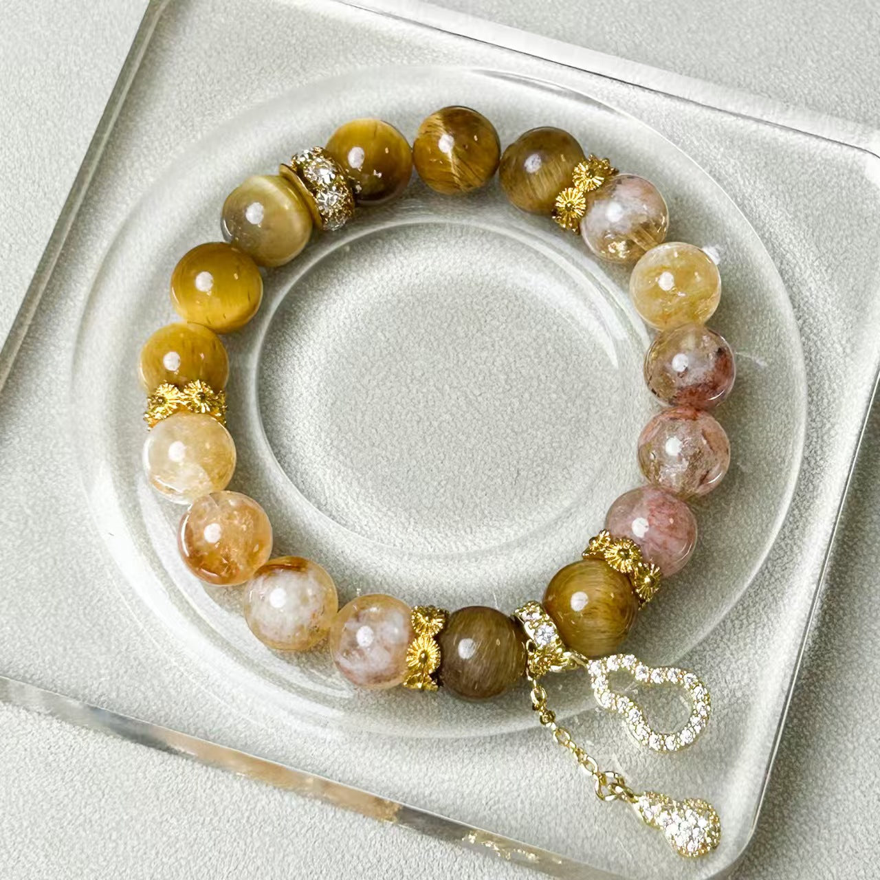 Natural Tiger’s Eye & Citrine Bracelet | Earth & Metal Element Energy Balance