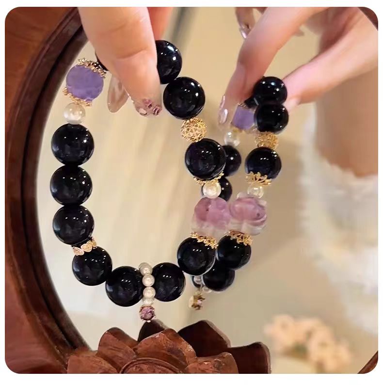 Starlight Fox Crystal Bracelet – Blue Sandstone & Amethyst