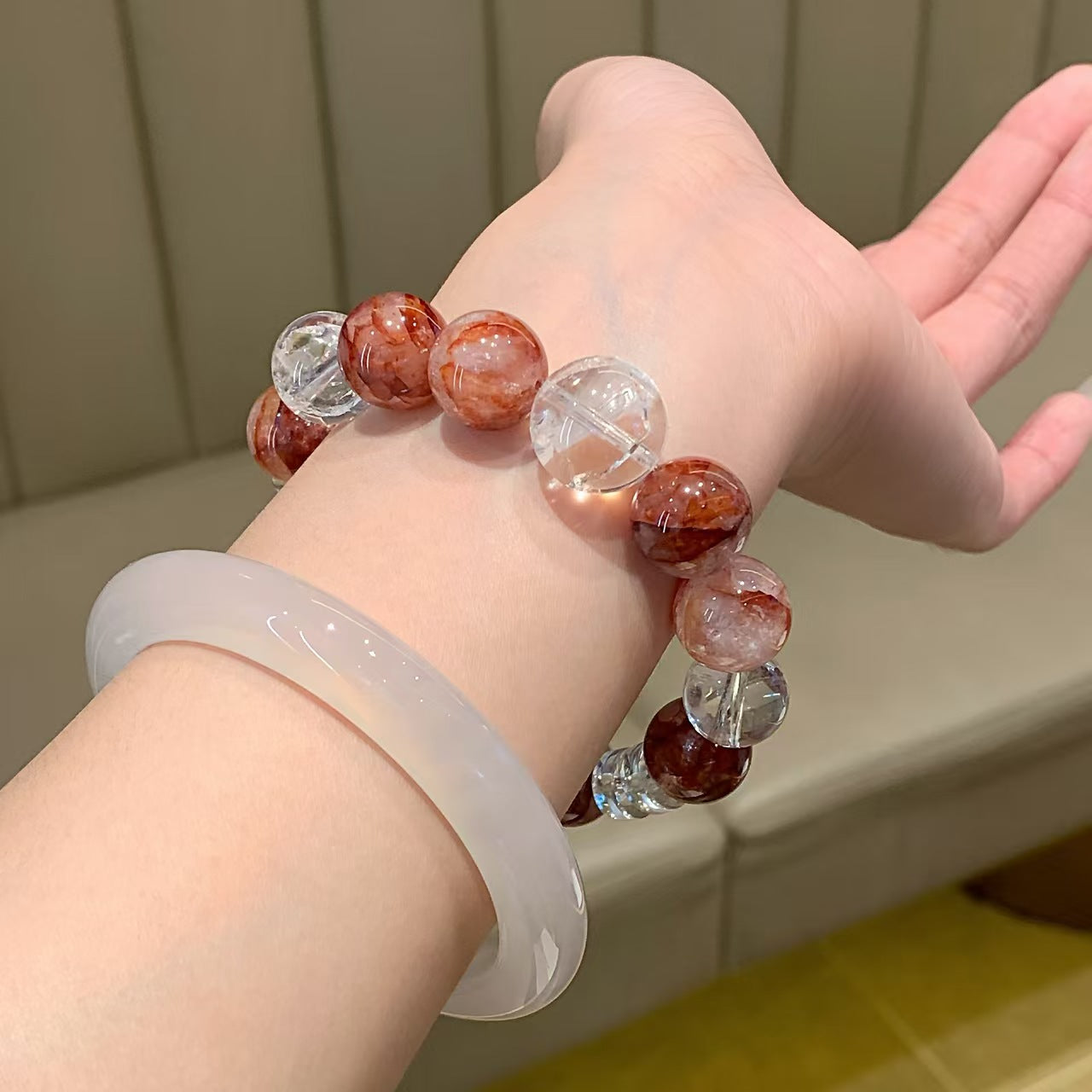 Red Flower Agate Bracelet (8mm)