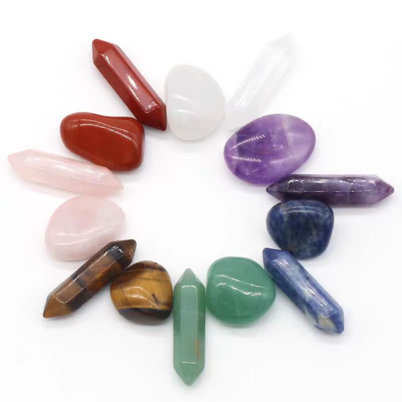 Mixed Natural Raw Stones & Double-Point Towers Set