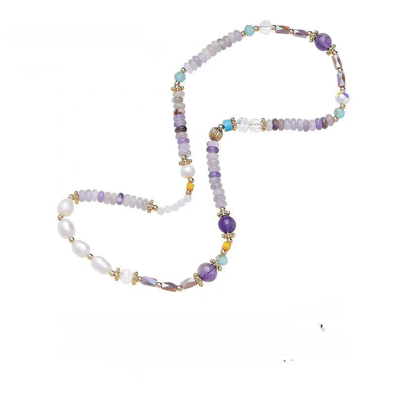 Lavender Dream Bracelet – Natural Amethyst & Freshwater Pearl Double-Layer Bracelet