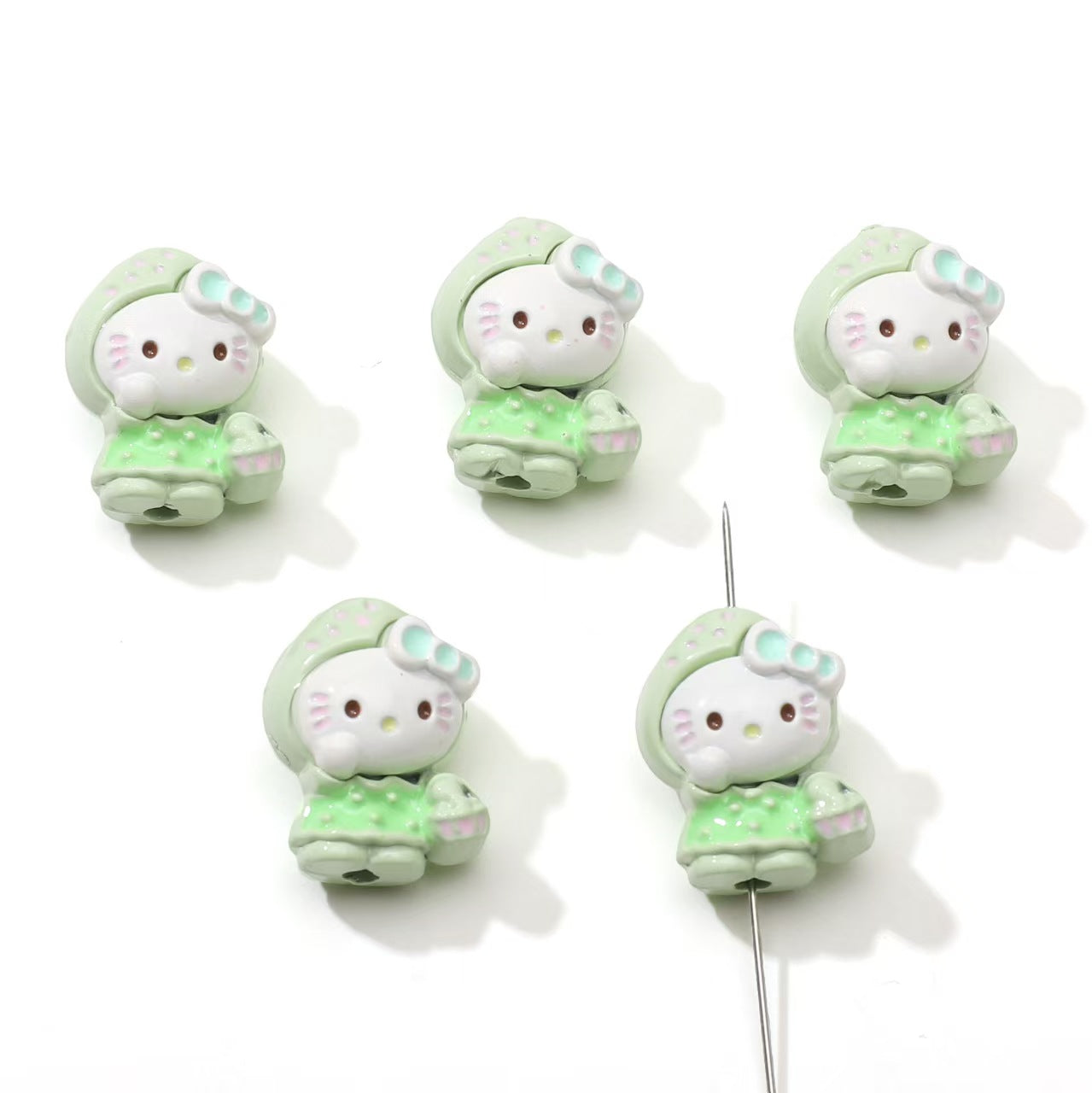 12×16mm Strawberry Kitty Alloy Beads – DIY Jewelry Making Supplies for Phone Charms, Bracelets & Accessories (Hole: 1.9mm)