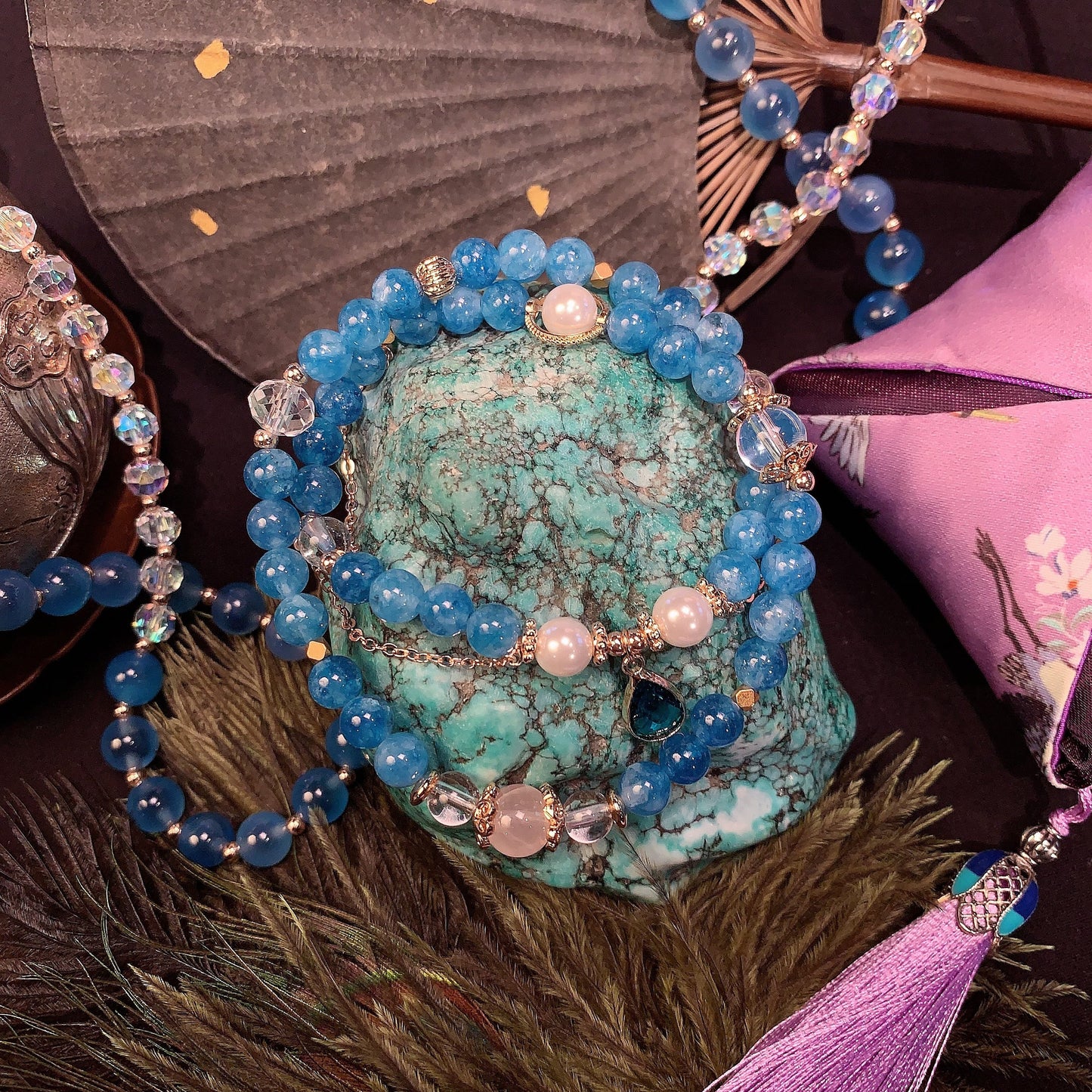 Double-Layer Blue Crystal Bracelet