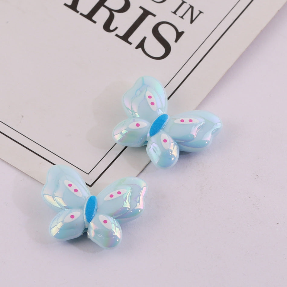 Cute Butterfly Acrylic Beads, UV Coated, for DIY Phone Straps, Keychains & Beading Projects