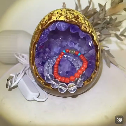 Citrine Crystal Geode LED Night Light
