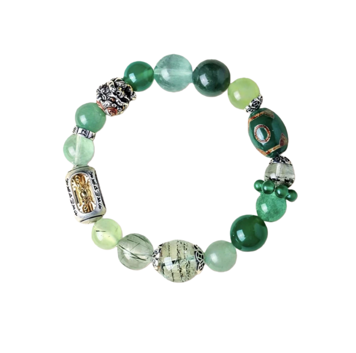 Aventurine & Green Fluorite Crystal Bracelet