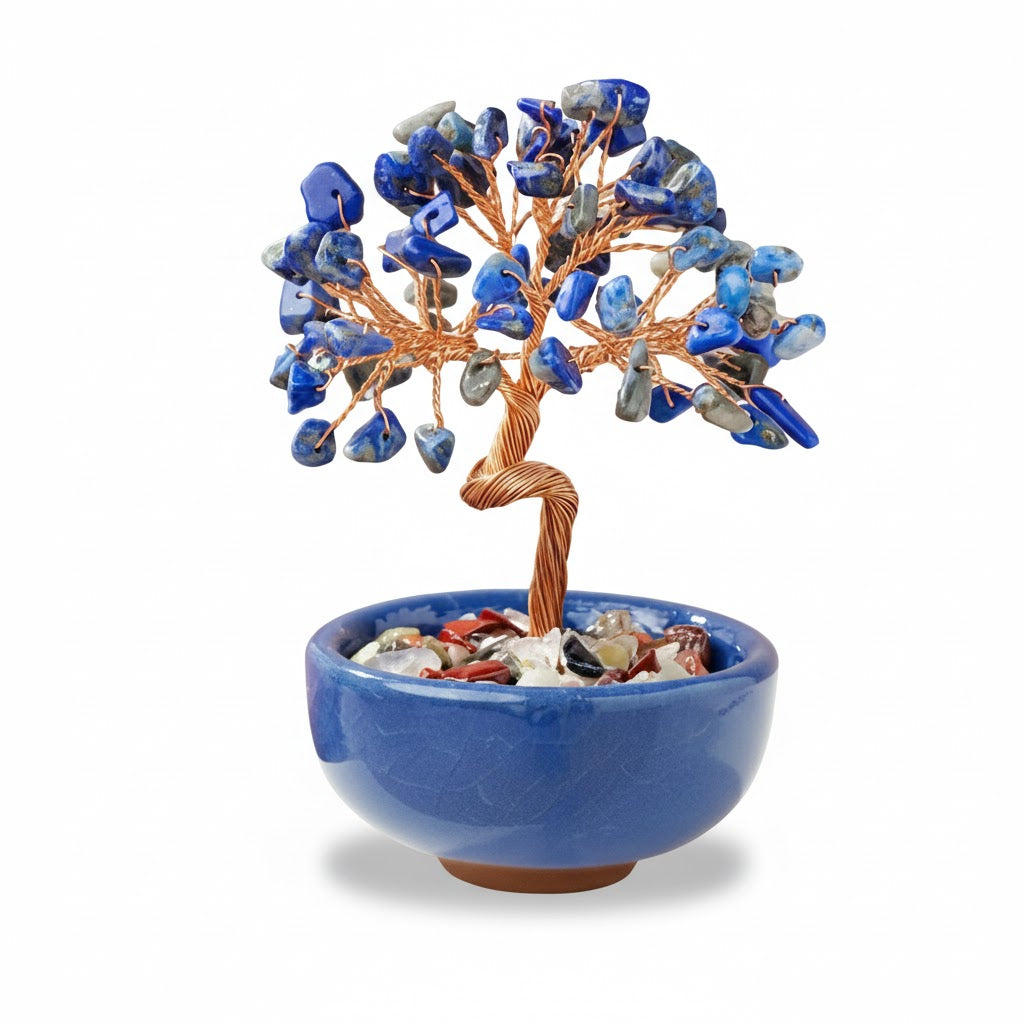 Crystal Gemstone Tree of Life with Treasure Bowl