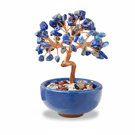 Crystal Gemstone Tree of Life with Treasure Bowl