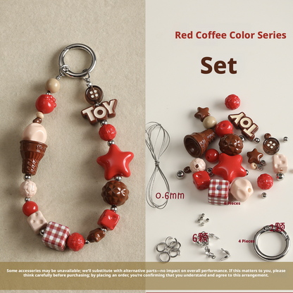 Aesthetic Coquette DIY Phone Strap Kit | Pastel Candy Enamel Bead Mix | Custom Pop Mart Mini Figure Bag Charm | Y2K Beaded Keychain Supplies | Personalized Gift for Blind Box Collectors