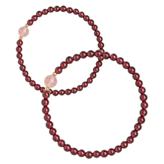 Garnet &amp; Strawberry Quartz Bracelet