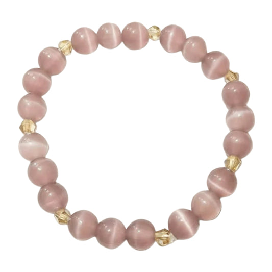 Rose Mauve Cat's Eye Crystal Bracelet