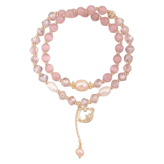 Rose Quartz Crystal Double-Layer Bracelet