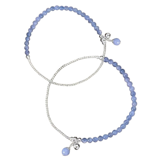 Serene Whisper Blue Chalcedony & Silver Bead