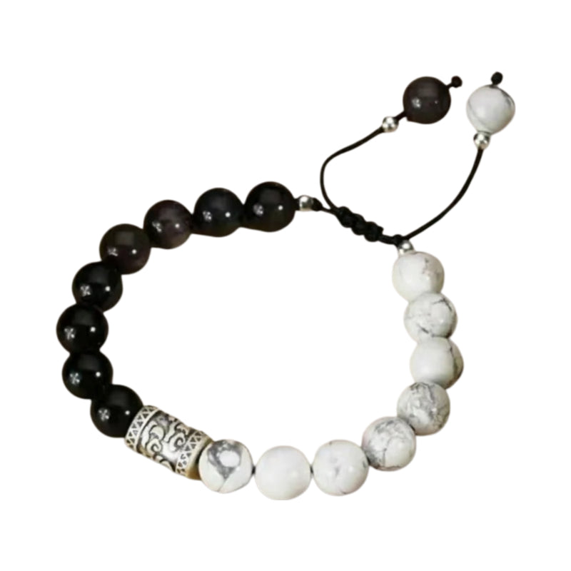 Yin & Yang Harmony Bracelet – Black Obsidian & White Howlite Crystal