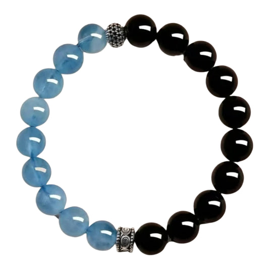 Obsidian & Aquamarine Energy Protection Bracelet