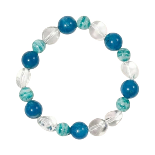 Ocean Harmony Bracelet — Amazonite & Blue Apatite with Clear Quartz