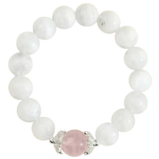 Pure Heart Harmony Bracelet  White Quartz & Rose Quartz Crystal