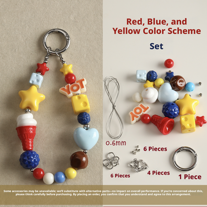 Aesthetic Coquette DIY Phone Strap Kit | Pastel Candy Enamel Bead Mix | Custom Pop Mart Mini Figure Bag Charm | Y2K Beaded Keychain Supplies | Personalized Gift for Blind Box Collectors