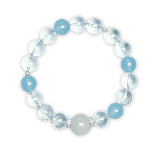 Calm Spirit Bracelet – Aquamarine & Clear Quartz for Peace, Clarity & Flow
