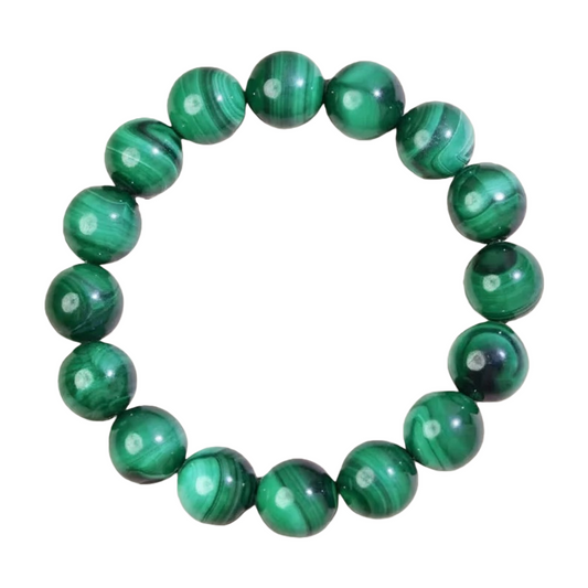 Natural Malachite Beaded Bracelet  Healing Crystal Jewelry for Heart Chakra