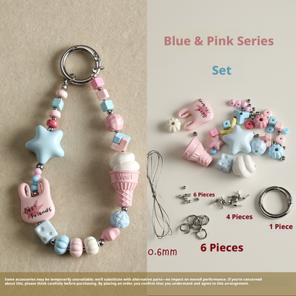 Aesthetic Coquette DIY Phone Strap Kit | Pastel Candy Enamel Bead Mix | Custom Pop Mart Mini Figure Bag Charm | Y2K Beaded Keychain Supplies | Personalized Gift for Blind Box Collectors