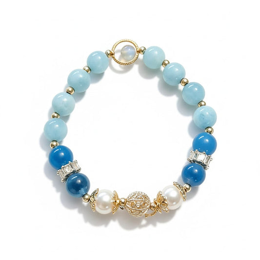Aquamarine Blue Agate Bracelet pearl 