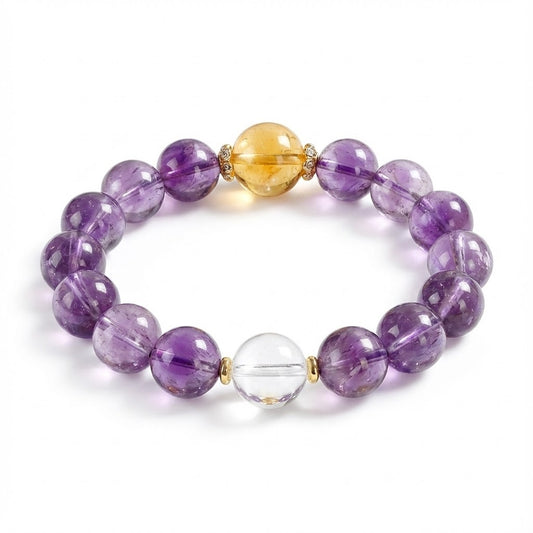 Amethyst Citrine & Clear Quartz Intentional Bead Bracelet