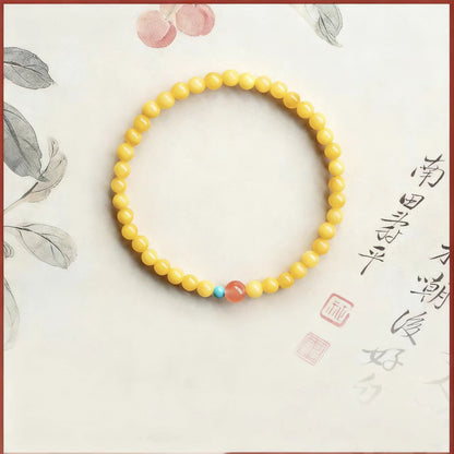 Amber Honey Bead Bracelet with Turquoise