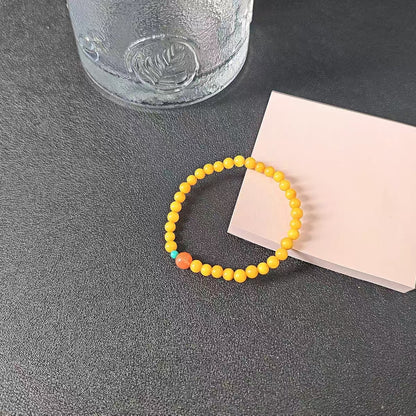 Amber Honey Bead Bracelet with Turquoise