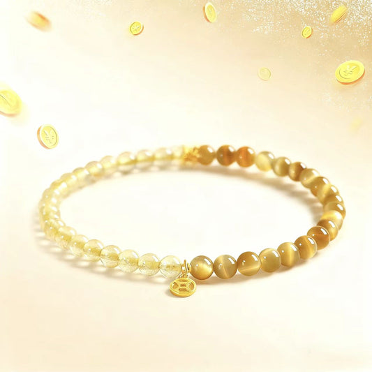 Golden Rutilated Quartz &amp; Tiger Eye Bracelet