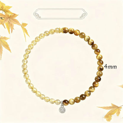 Golden Rutilated Quartz &amp; Tiger Eye Bracelet