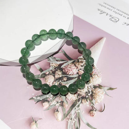 Green Strawberry Quartz Healing Bracelet – Calming & Heart Chakra Support