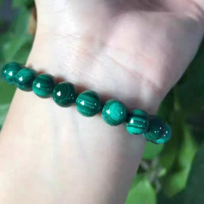 Natural Malachite Beaded Bracelet | Healing Crystal Jewelry for Heart Chakra