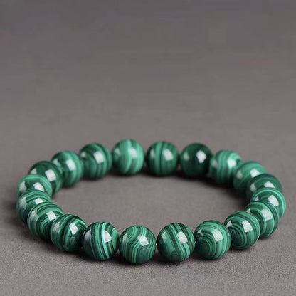 Natural Malachite Beaded Bracelet | Healing Crystal Jewelry for Heart Chakra