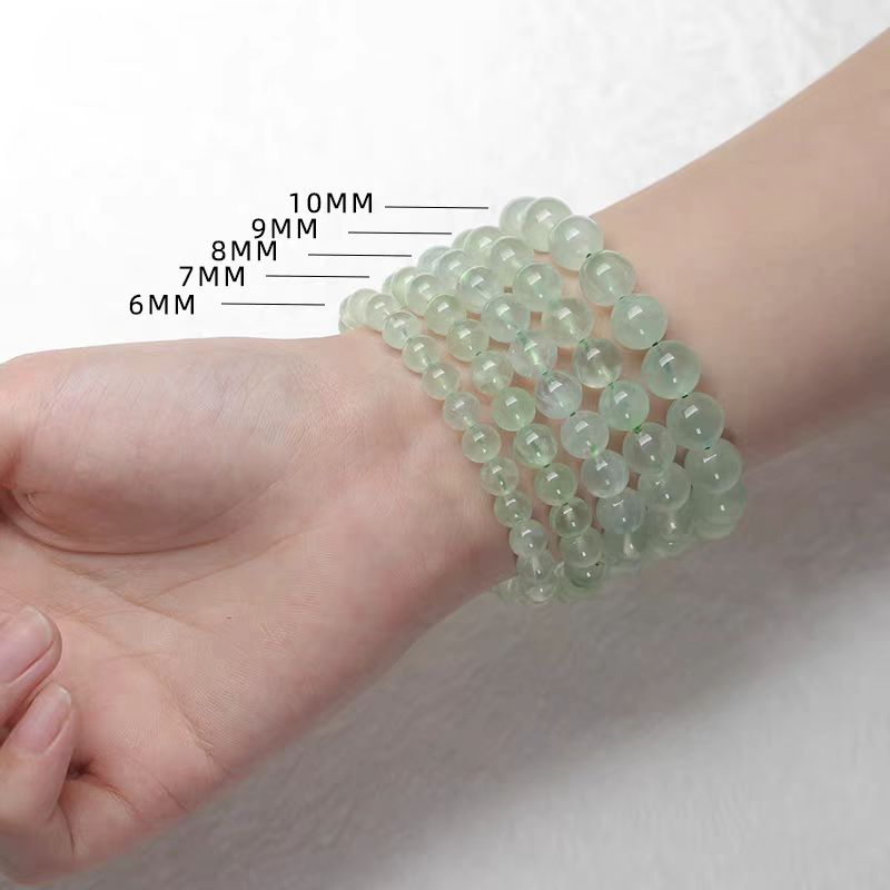 Natural Prehnite Bracelet｜Green Strawberry Quartz Crystal Energy Beads｜6mm–10mm Options