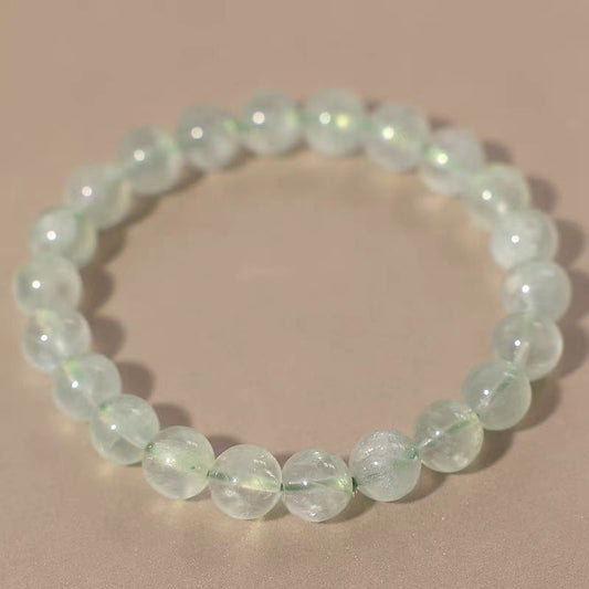 Natural Prehnite Bracelet｜Green Strawberry Quartz Crystal Energy Beads｜6mm–10mm Options