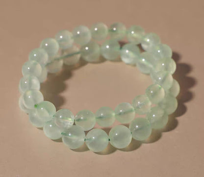 Natural Prehnite Bracelet｜Green Strawberry Quartz Crystal Energy Beads｜6mm–10mm Options