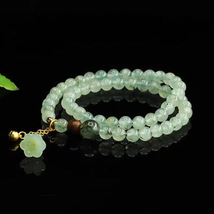 Natural Prehnite Crystal Bracelet – Green Strawberry Quartz Style