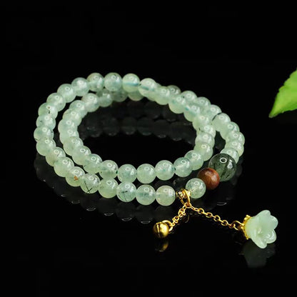 Natural Prehnite Crystal Bracelet – Green Strawberry Quartz Style